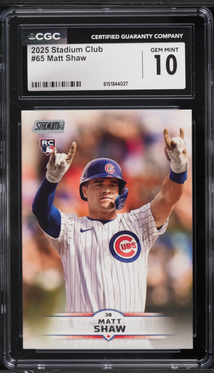 2025 Stadium Club Matt Shaw ROOKIE #65 CGC 10 GEM MINT