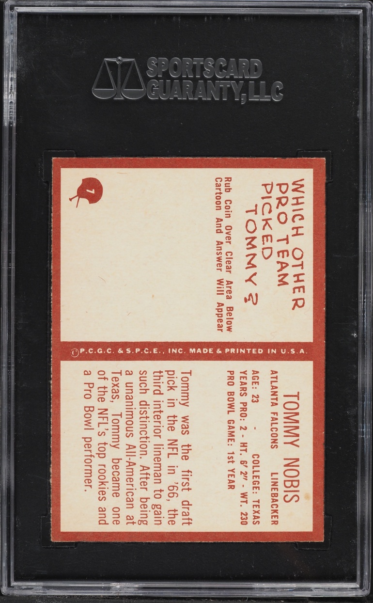 1967 Philadelphia Tommy Nobis #7 SGC 7 NRMT