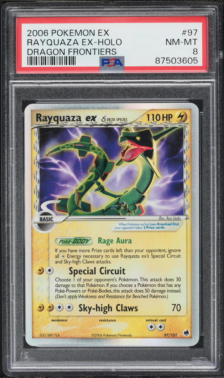 2006 Pokemon EX Dragon Frontiers Holo Rayquaza ex #97 PSA 8 NM-MT