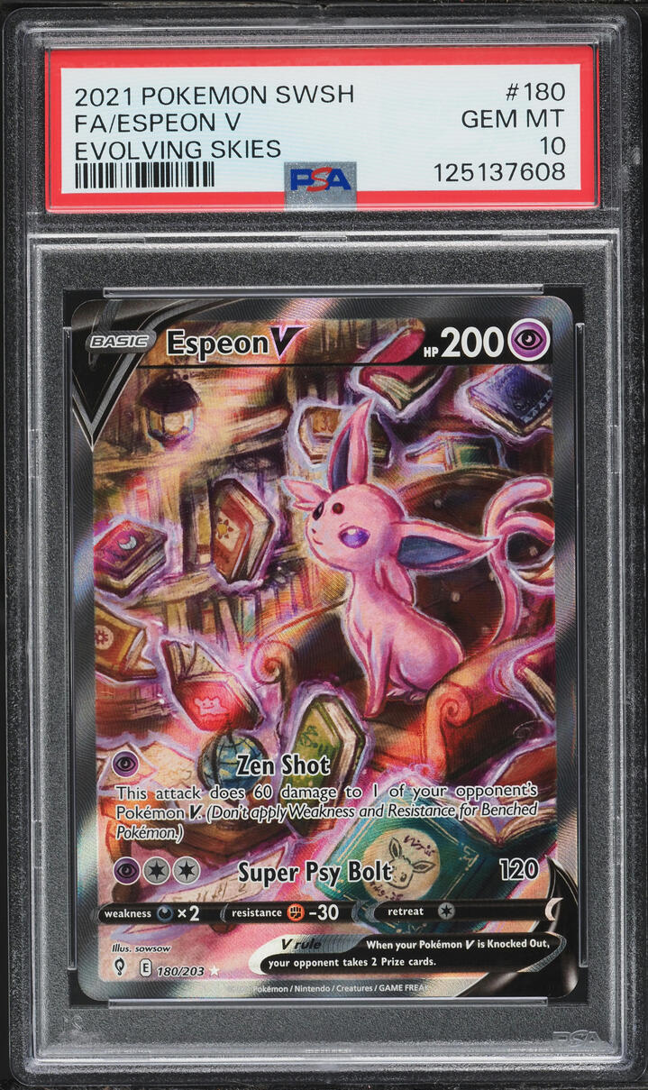 2021 Pokemon Sword & Shield Evolving Skies Full Art Espeon V #180 PSA 10 GEM MINT