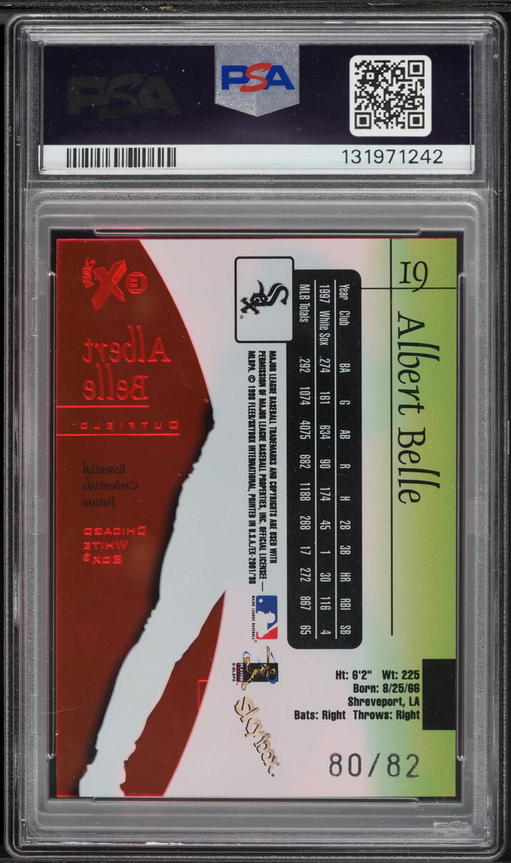 1998 Skybox E-X 2001 Essential Credentials Future Albert Belle /82 #19 PSA 7 NRMT