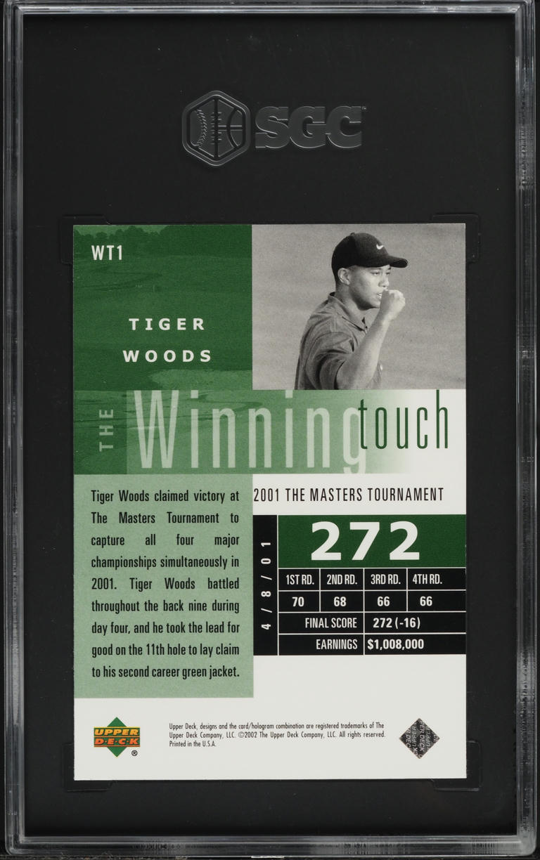 2002 Upper Deck Winning Touch Tiger Woods #WT1 SGC 9.5 MINT+