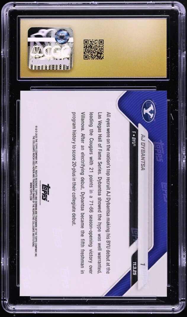 2025 Bowman University Now AJ Dybantsa ROOKIE #1 CGC 10 PRISTINE - Photo 2