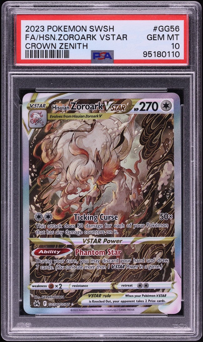 2023 Pokemon Sword & Shield Crown Zenith Full Art Hisuian Zoroark VSTAR #GG56 PSA 10 GEM MINT