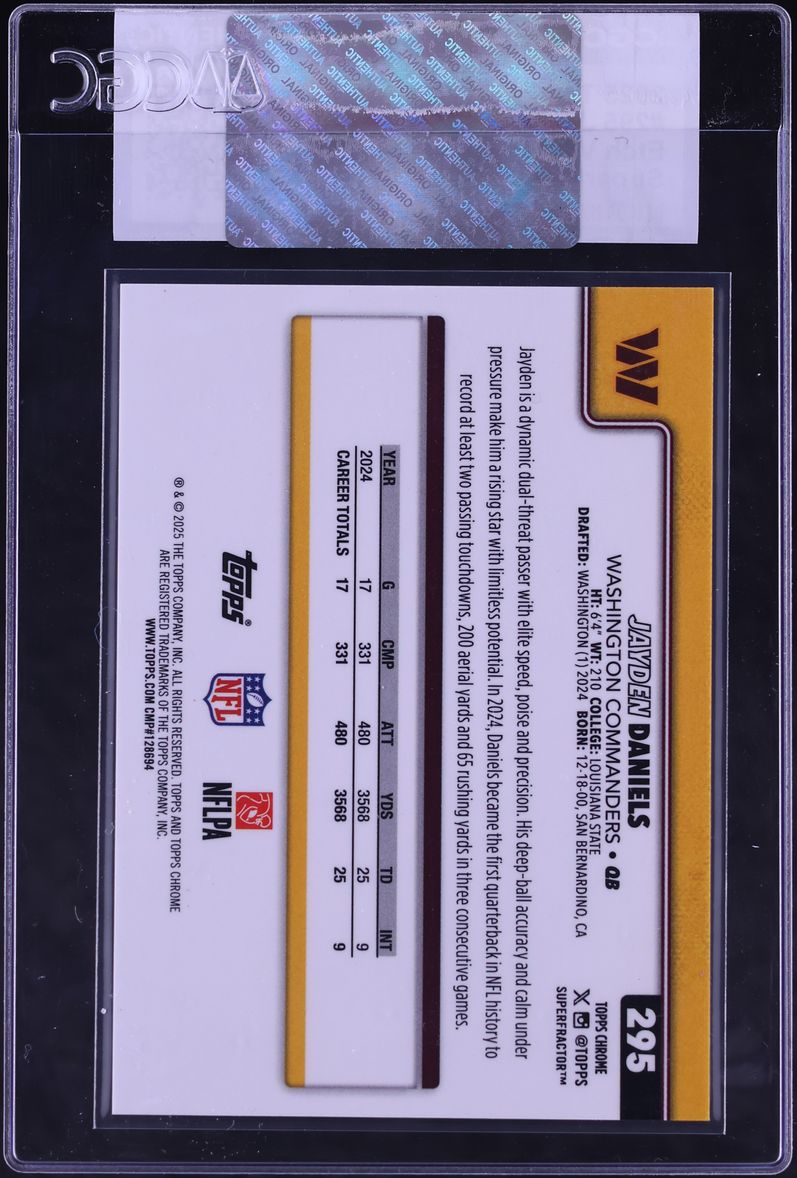 2025 Topps Chrome Etch Variation Superfractor Jayden Daniels 1/1 #295 CGC AUTH
