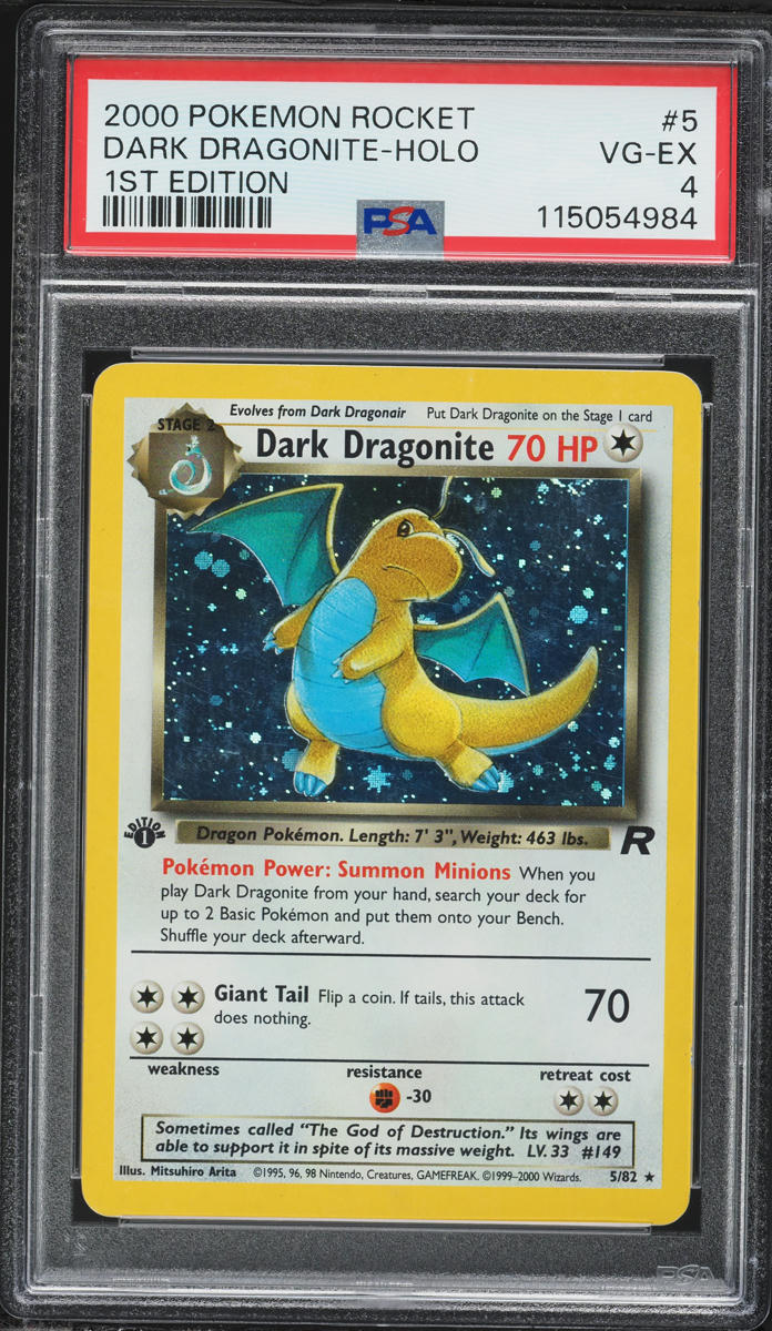 2000 Pokemon Team Rocket 1st Edition Holo Dark Dragonite #5 PSA 4 VGEX