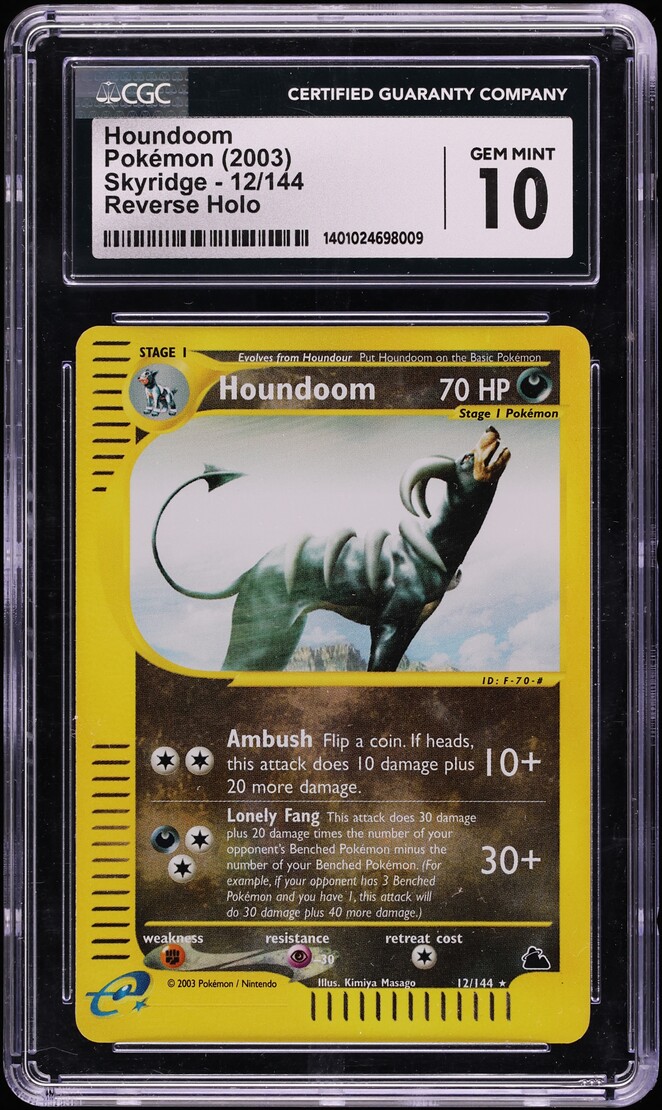 2003 Pokemon Skyridge Reverse Holo Houndoom #12 CGC 10 GEM MINT