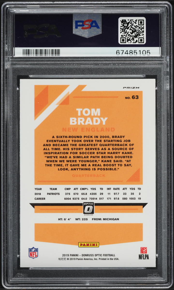 2019 Donruss Optic Holo Tom Brady #63 PSA 10 GEM MINT