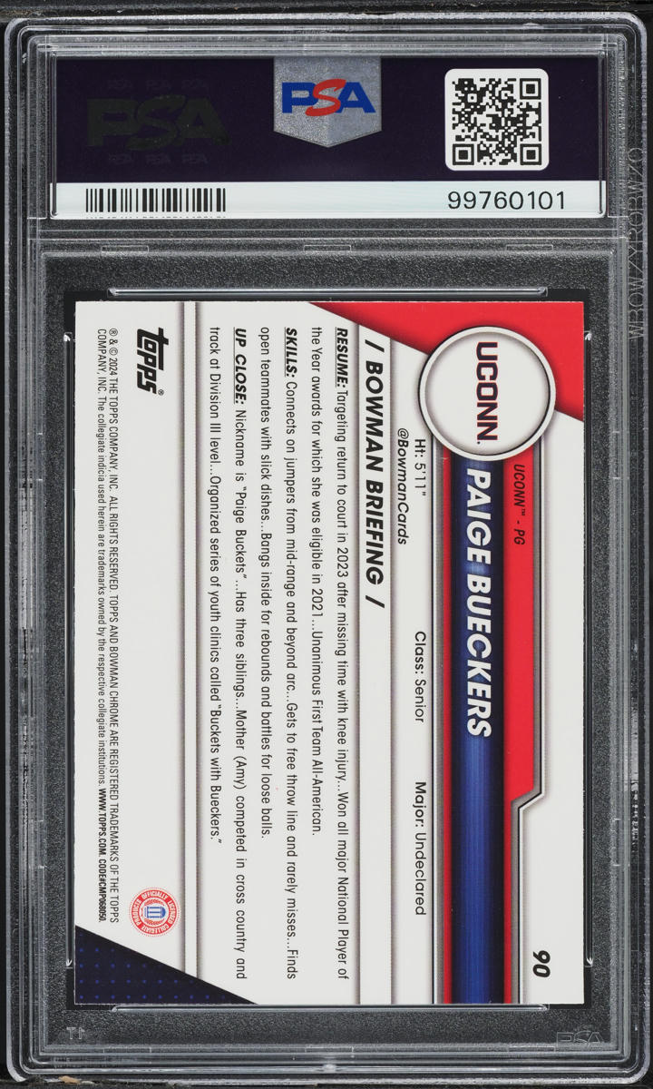 2023 Bowman Chrome University Paige Bueckers SP ROOKIE #90 PSA 8 NM-MT
