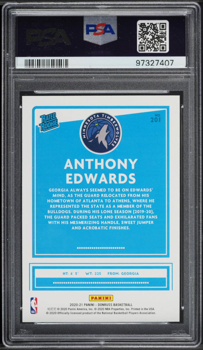 2020 Donruss Orange Laser Anthony Edwards ROOKIE #201 PSA 8 NM-MT