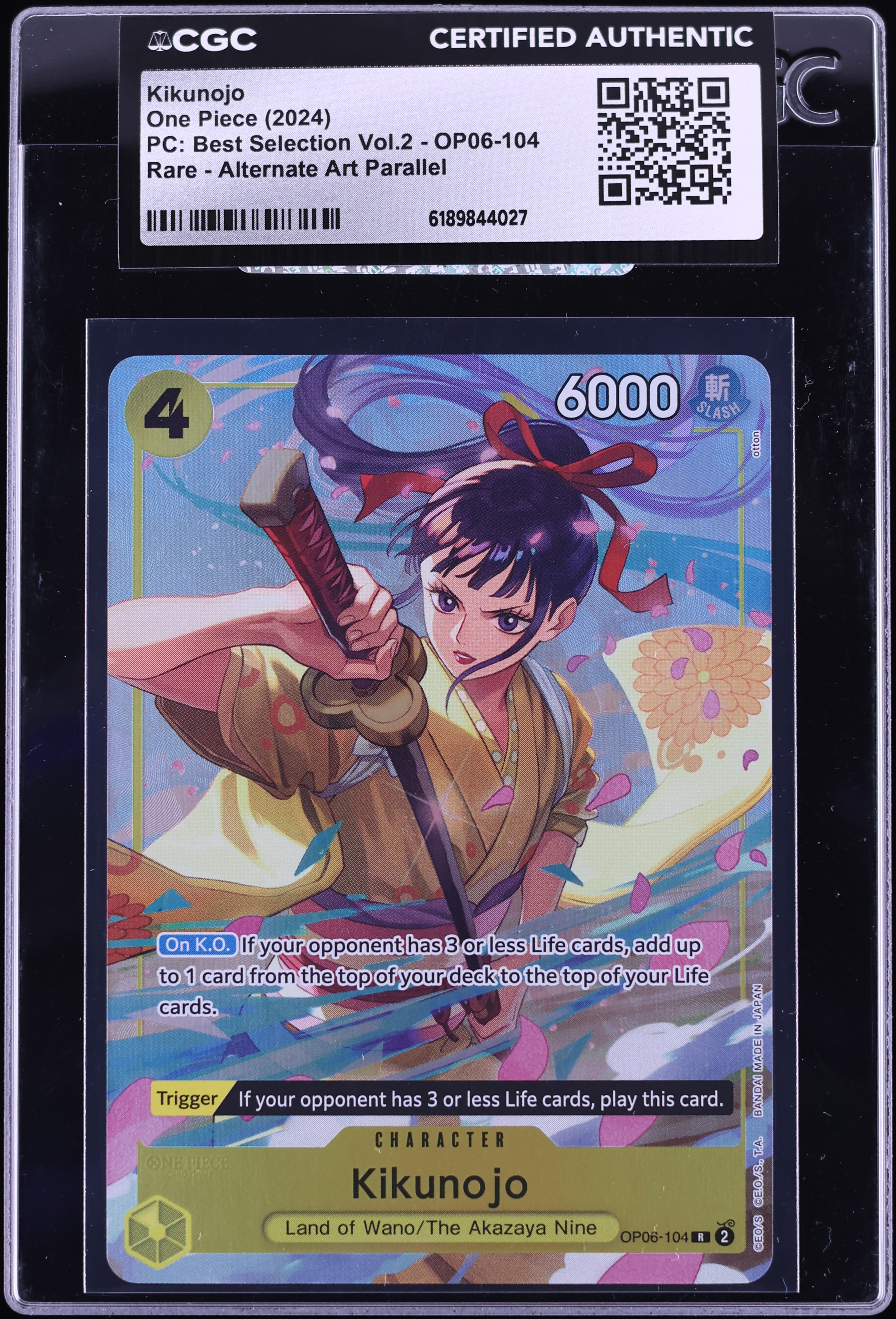 2024 One Piece Premium Collection Best Vol. 2 Alt Art Kikunojo #OP06-104 CGC AUTH