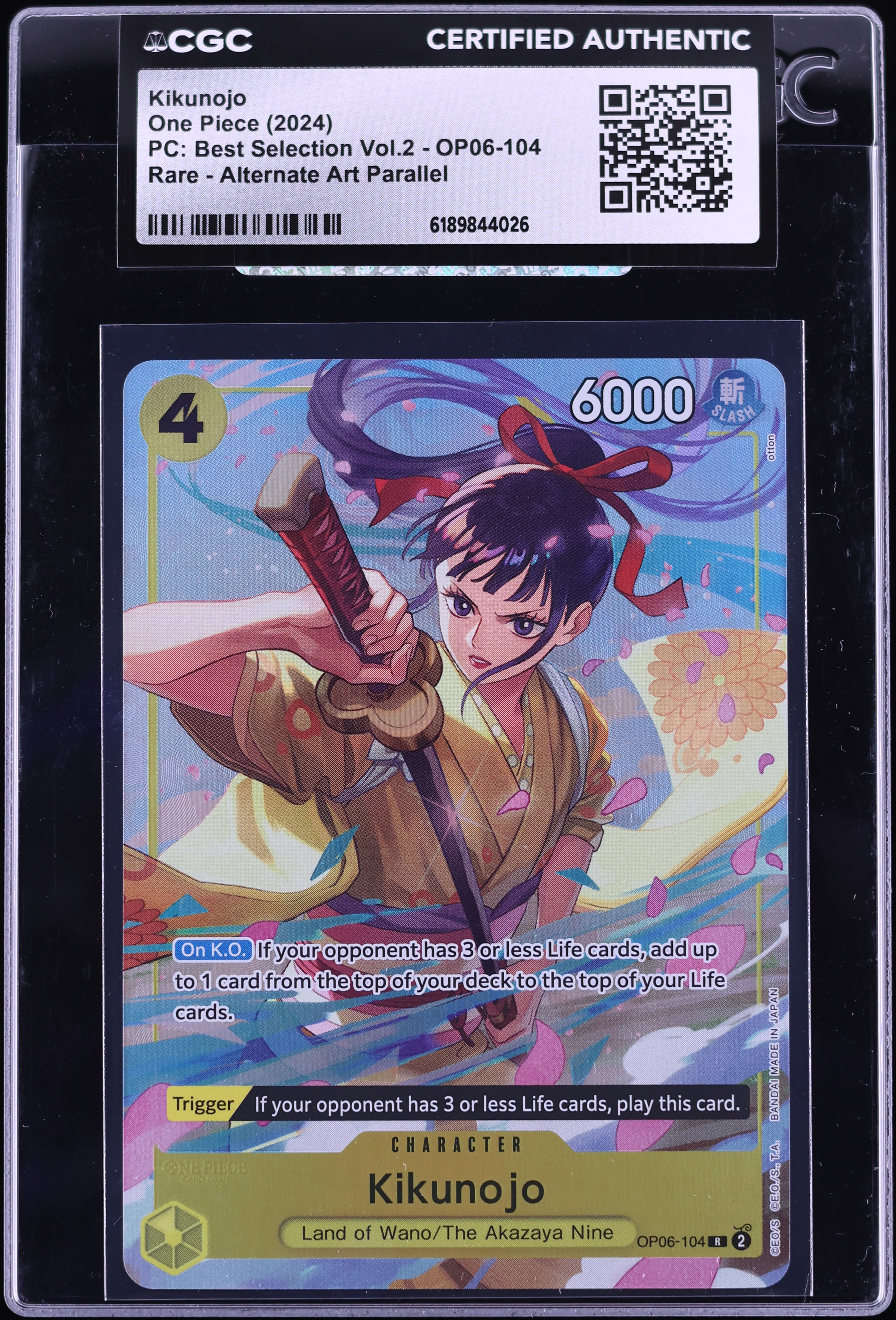 2024 One Piece Premium Collection Best Vol. 2 Alt Art Kikunojo #OP06-104 CGC AUTH
