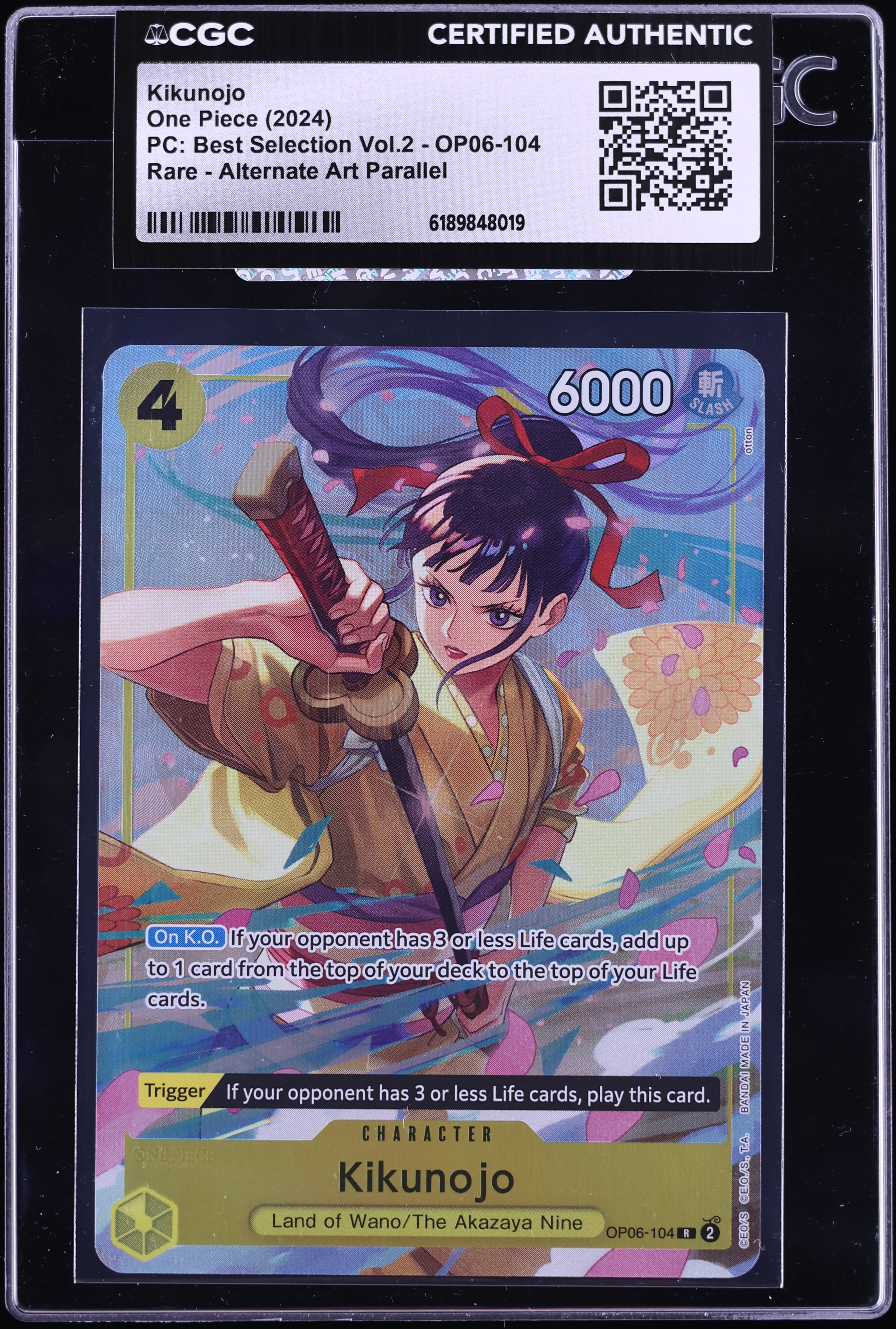 2024 One Piece Premium Collection Best Vol. 2 Alt Art Kikunojo #OP06-104 CGC AUTH