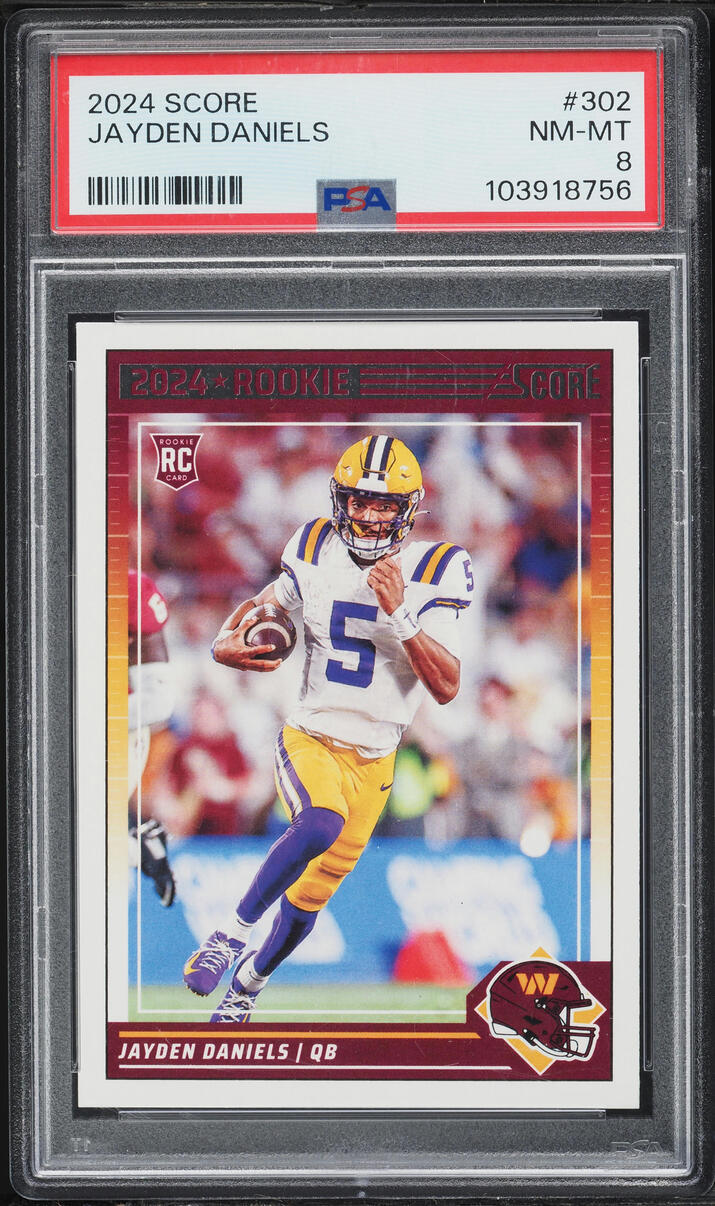 2024 Score Football Jayden Daniels ROOKIE #302 PSA 8 NM-MT