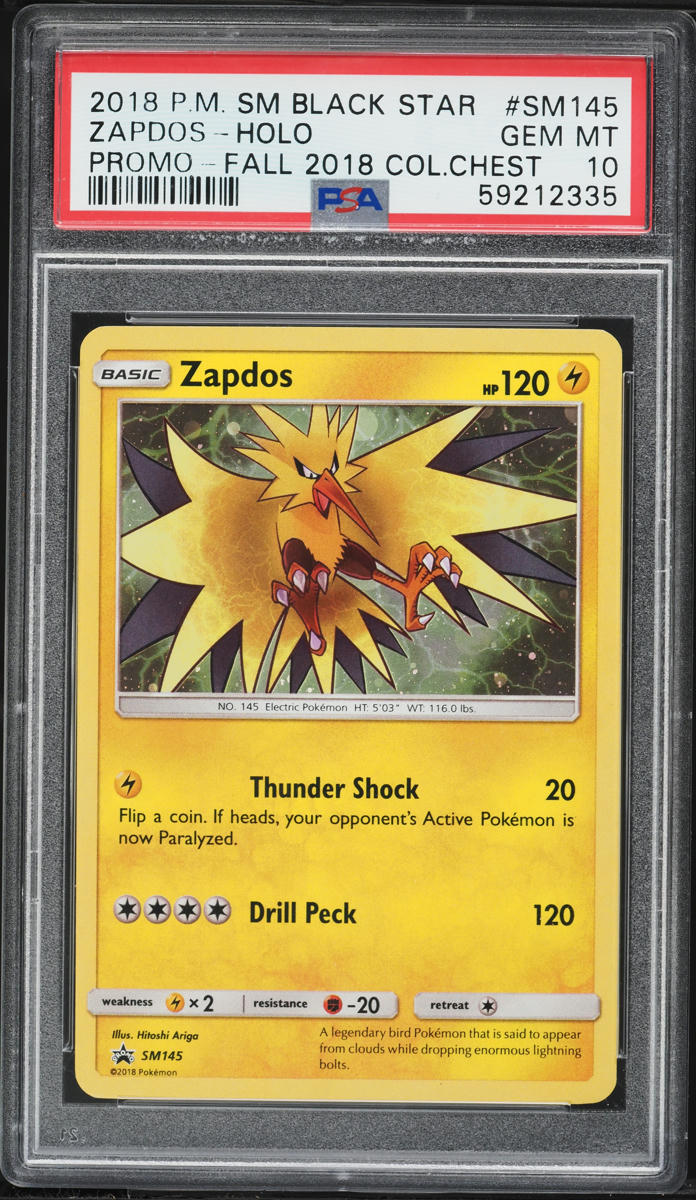 2018 Pokemon SM Black Star Promo Fall '18 Collectors Chest Holo Zapdos #SM145 PSA 10 GEM MINT