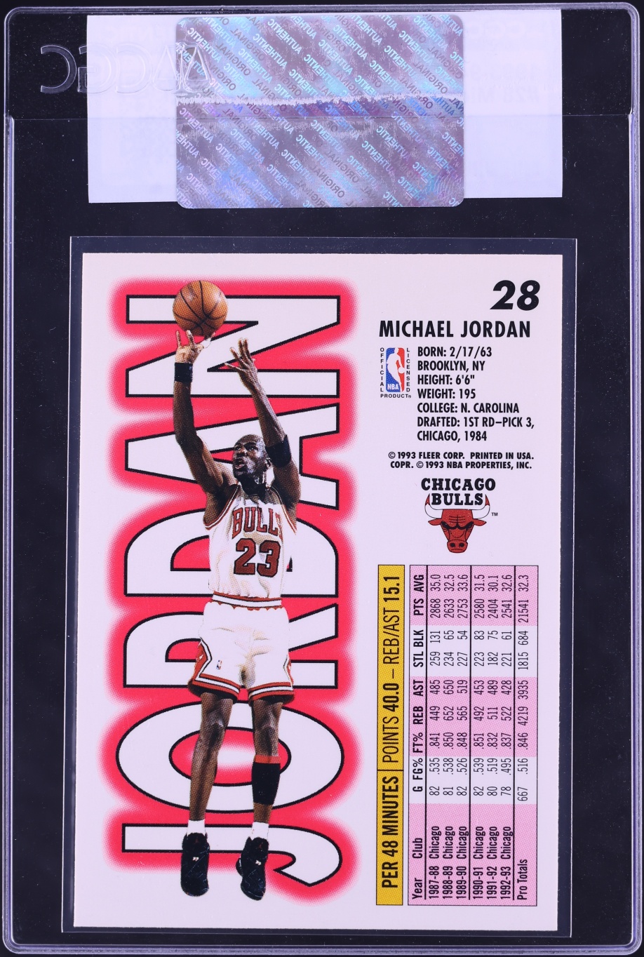 1993 Fleer Basketball Michael Jordan #28 CGC AUTH