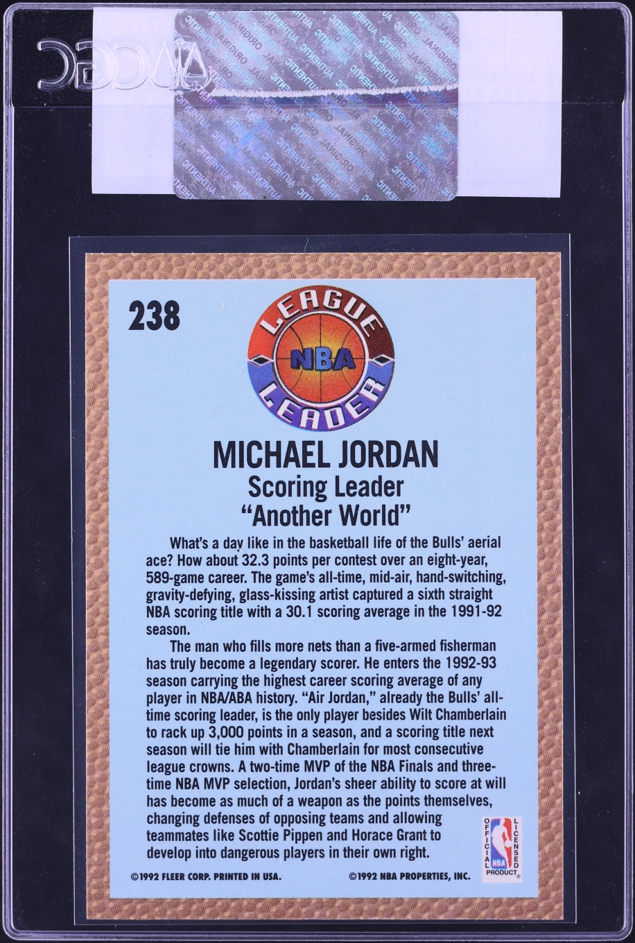 1992 Fleer Basketball Michael Jordan #238 CGC AUTH