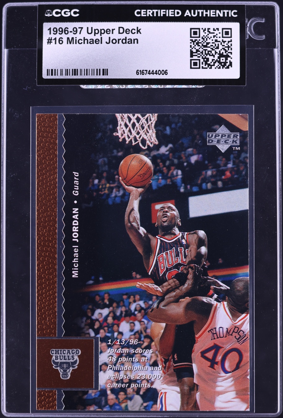 1996 Upper Deck Basketball Michael Jordan #16 CGC AUTH