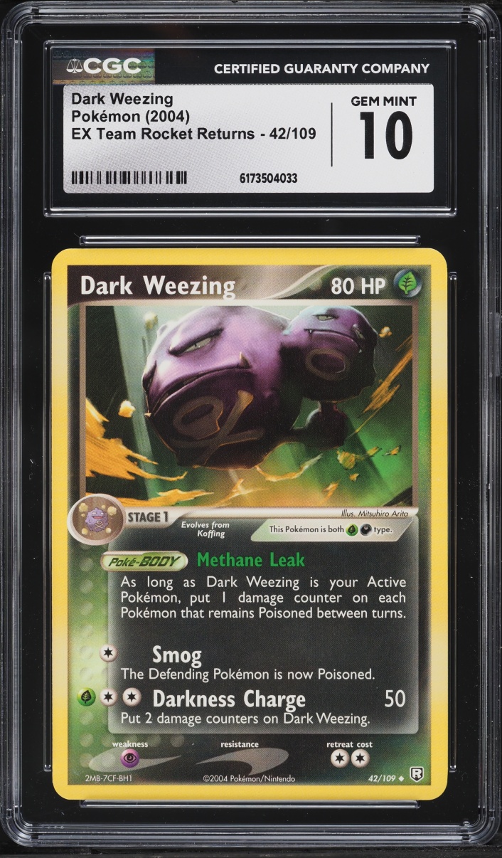 2004 Pokemon EX Team Rocket Returns Dark Weezing #42 CGC 10 GEM MINT
