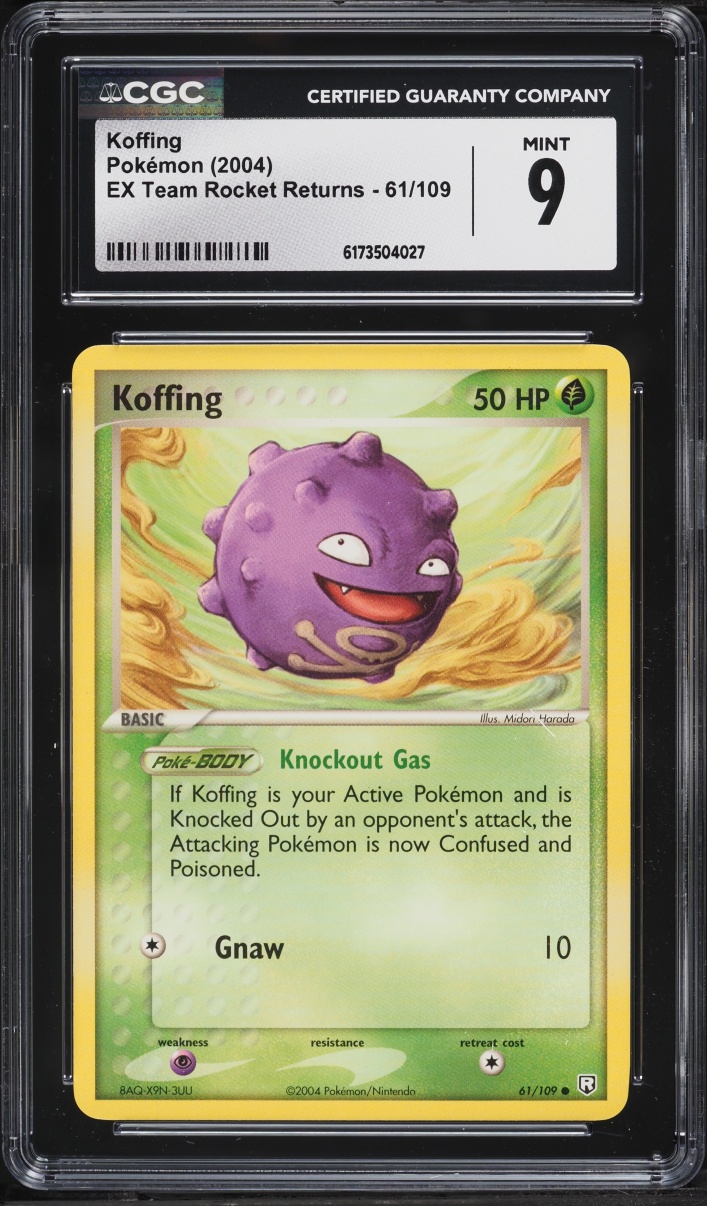 2004 Pokemon Ex Team Rocket Returns Koffing #61 CGC 9 MINT