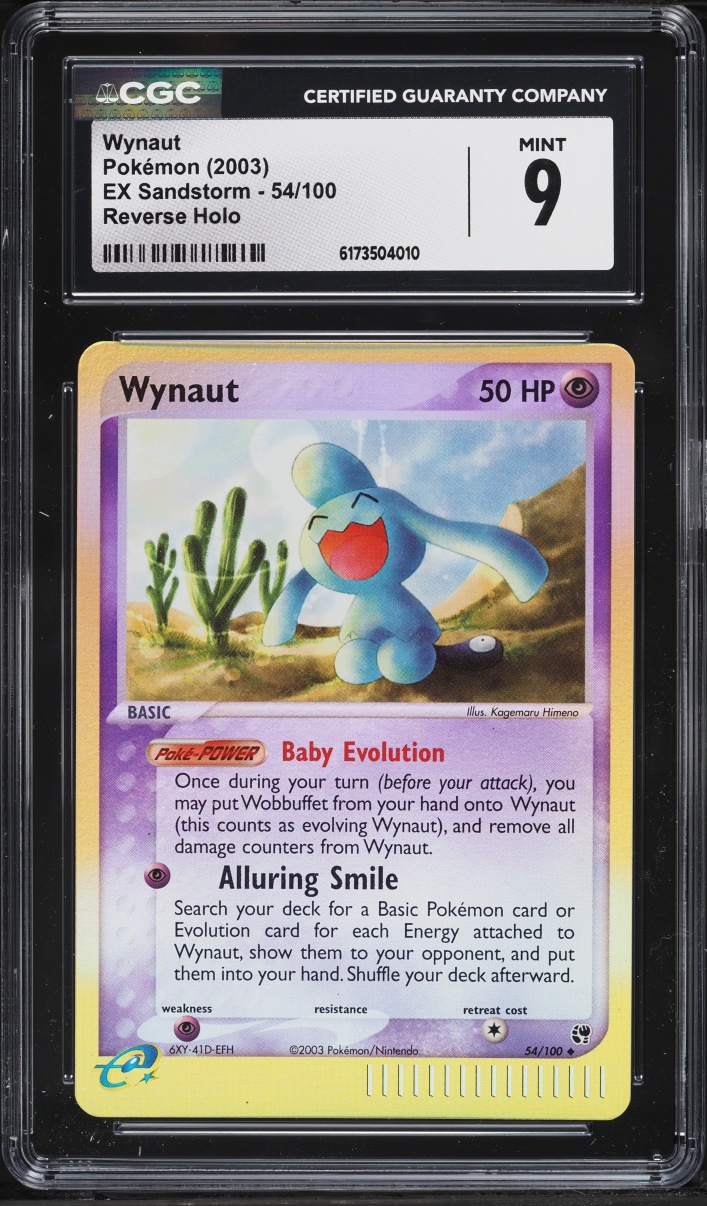 2003 Pokemon EX Sandstorm Reverse Holo Wynaut #54 CGC 9 MINT