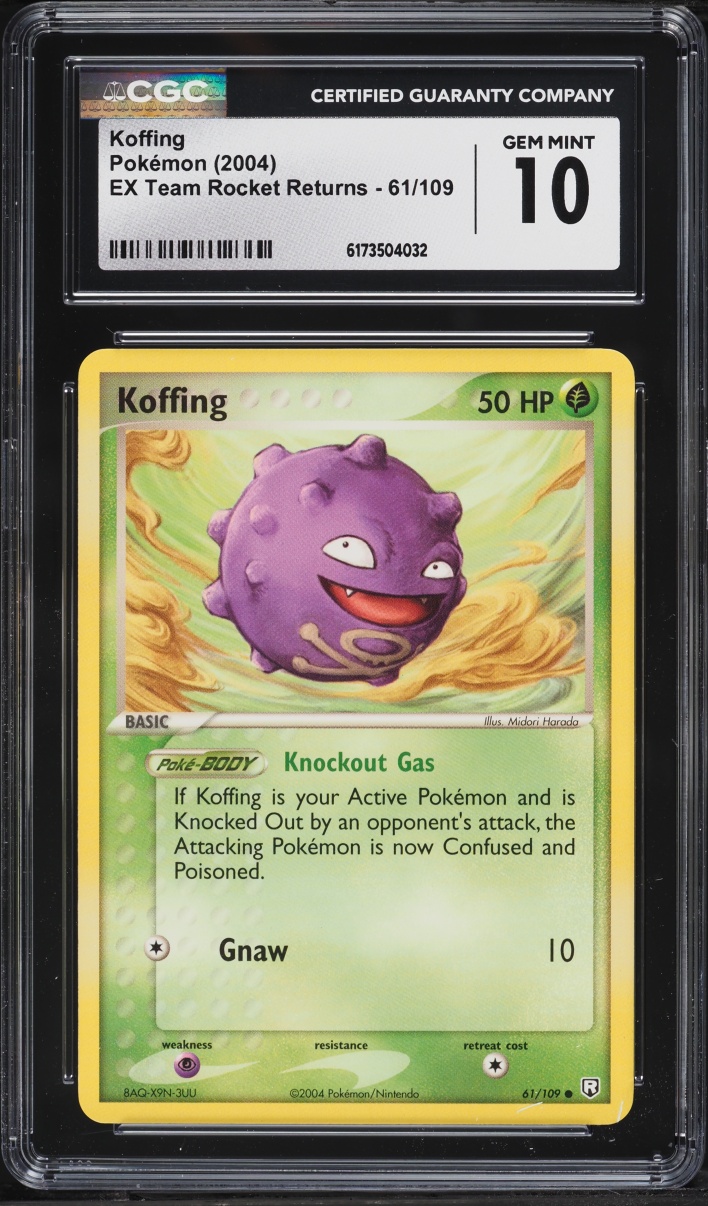 2004 Pokemon Ex Team Rocket Returns Koffing #61 CGC 10 GEM MINT