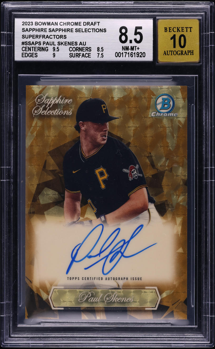 2023 Bowman Chrome Draft Sapphire Superfractor Paul Skenes RC AUTO 1/1 BGS 8.5