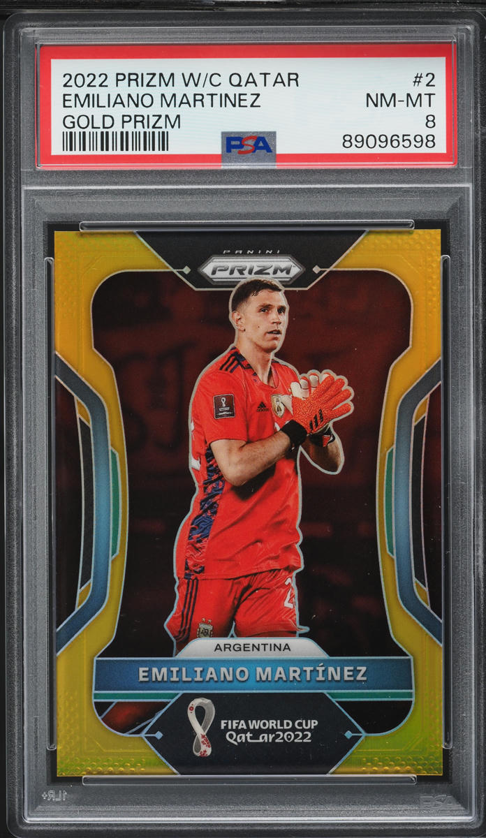 2022 Panini Prizm World Cup Qatar Gold Emiliano Martinez 1/10 #2 PSA 8 NM-MT
