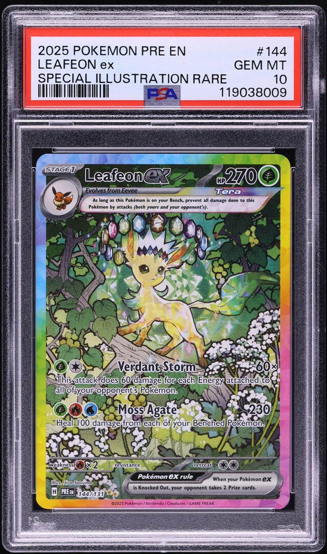 2025 Pokemon SV Prismatic Evolutions SIR Leafeon ex #144 PSA 10 GEM MINT