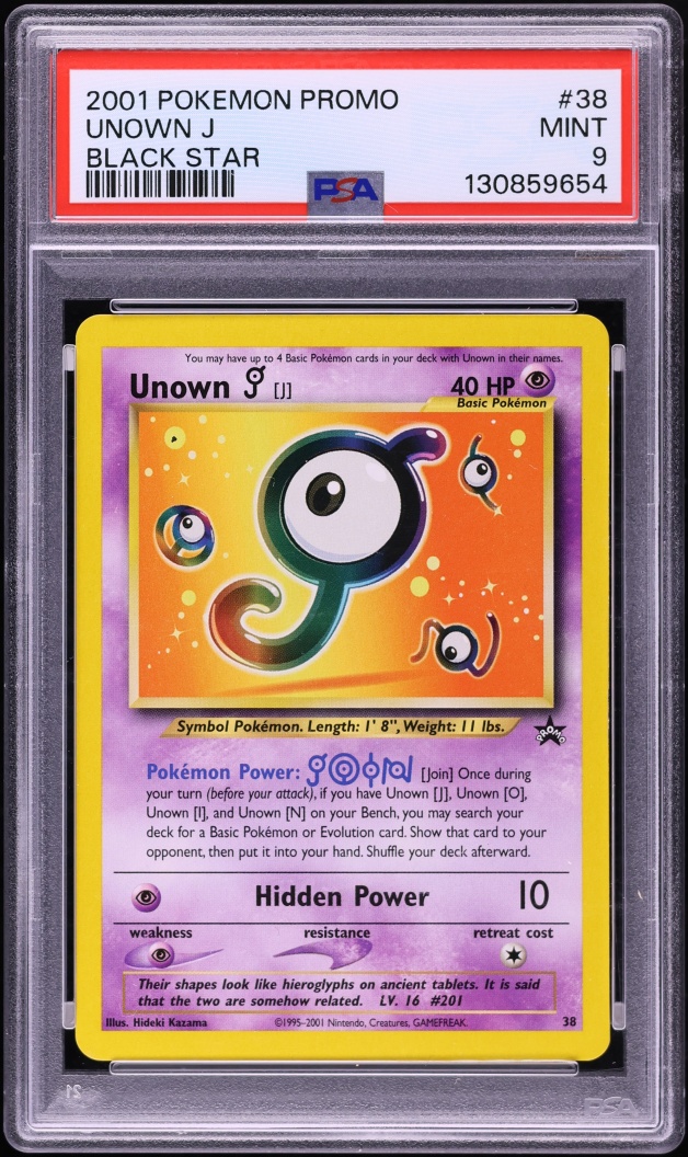 2001 Pokemon Black Star Promo Unown J #38 PSA 9 MINT