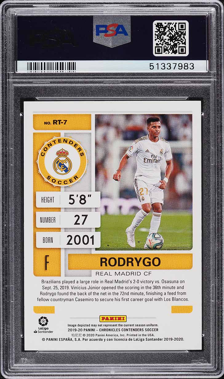 2019 Panini Chronicles Contenders Ticket Rodrygo ROOKIE #RT7 PSA 10 GEM MINT