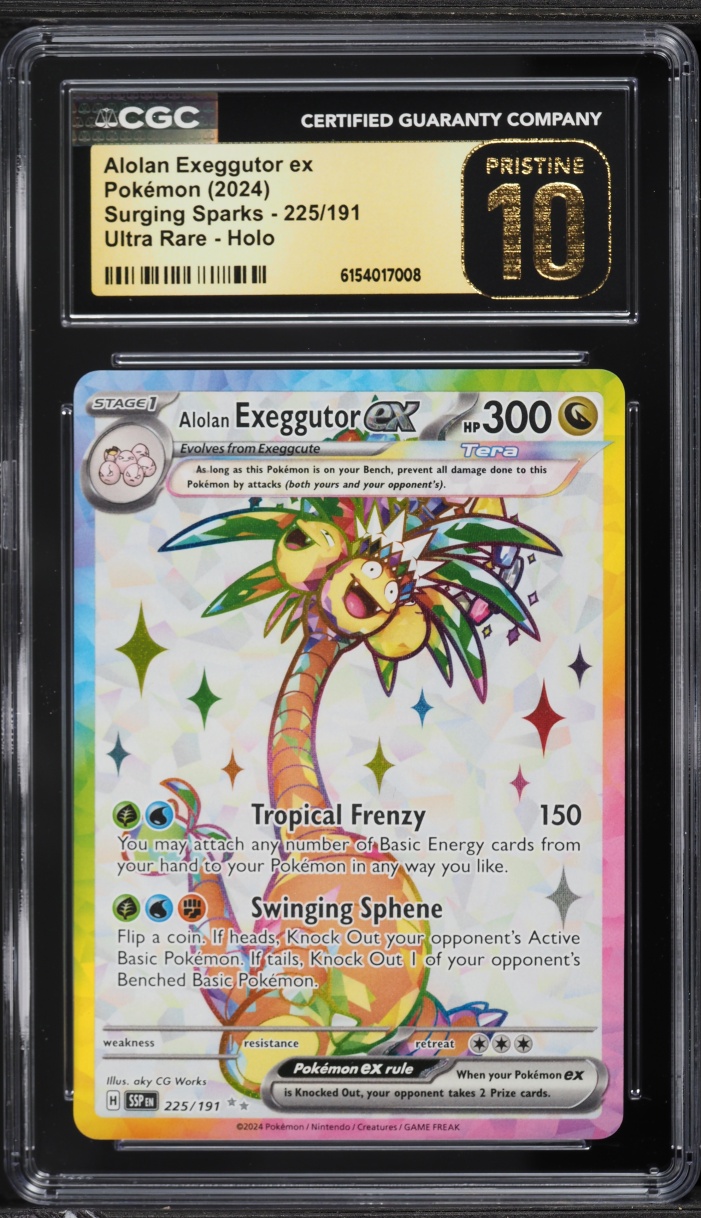 2024 Pokemon Scarlet & Violet Surging Sparks Full Art Alolan Exeggutor EX #225 CGC 10 PRISTINE