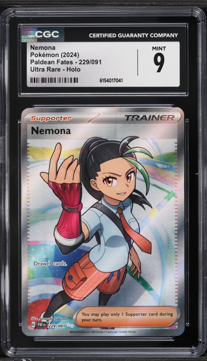2024 Pokemon Scarlet & Violet Paldean Fates Full Art Nemona #229 CGC 9 MINT