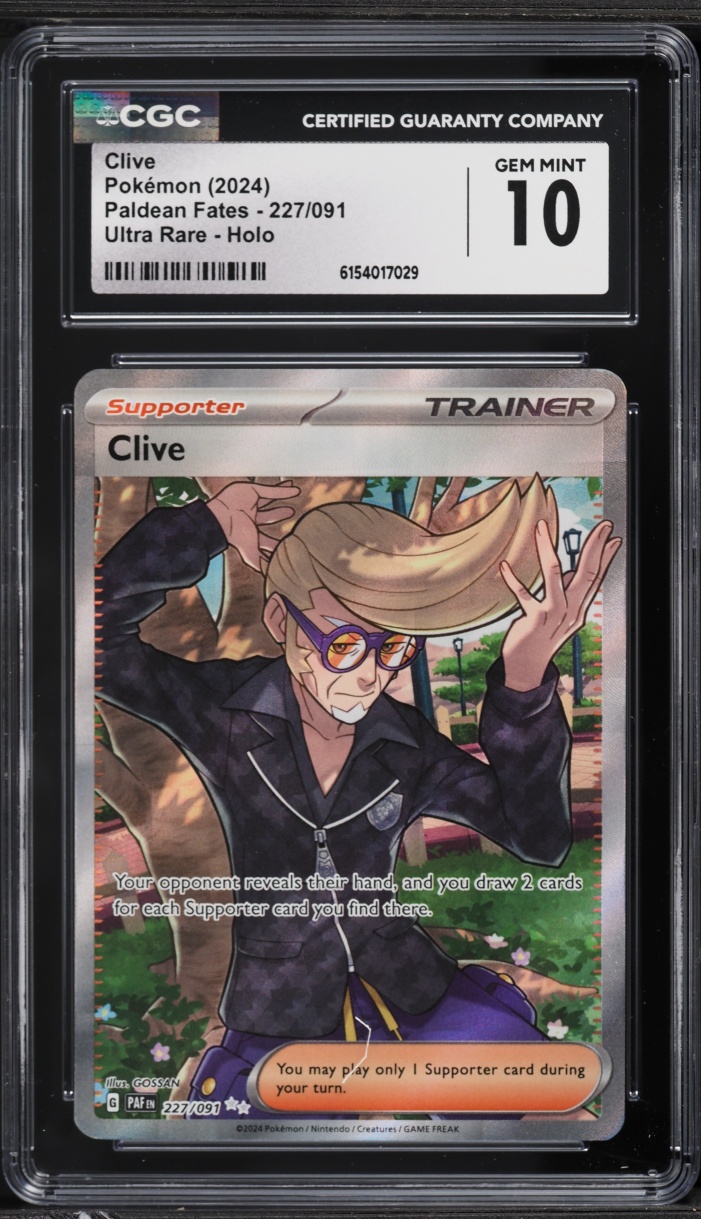 2024 Pokemon Scarlet & Violet Paldean Fates Full Art Clive #227 CGC 10 GEM MINT