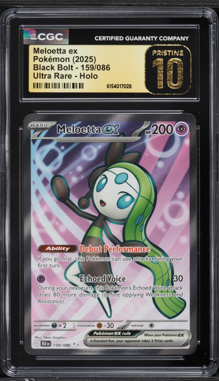 2025 Pokemon Scarlet & Violet Black Bolt Full Art Meloetta EX #159 CGC 10 PRISTINE