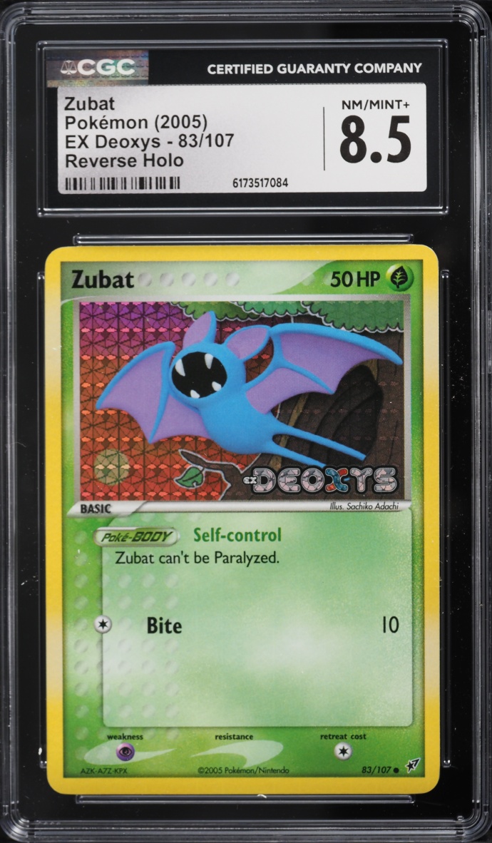 2005 Pokemon EX Deoxys Reverse Holo Zubat #83 CGC 8.5 NM-MT+