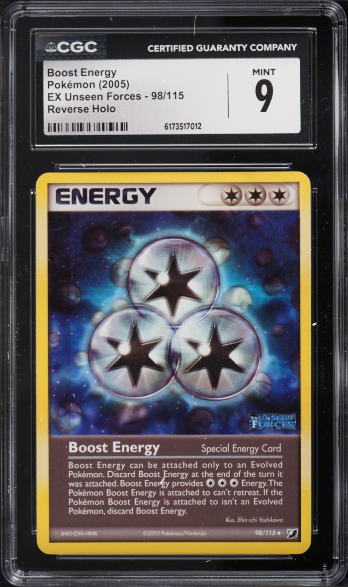 2005 Pokemon EX Unseen Forces Reverse Holo Boost Energy #98 CGC 9 MINT