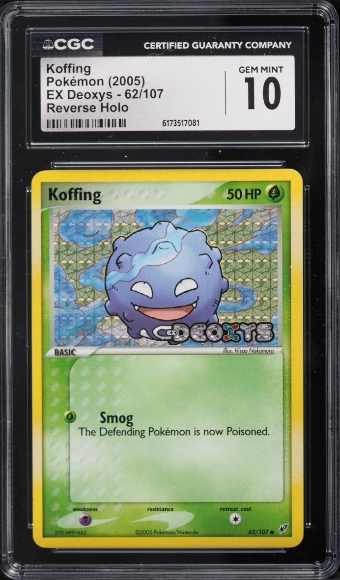 2005 Pokemon EX Deoxys Reverse Holo Koffing #62 CGC 10 GEM MINT