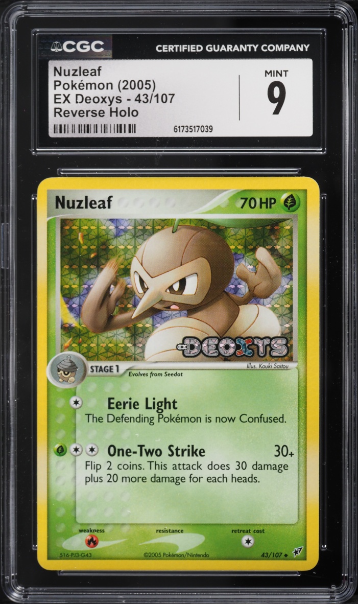 2005 Pokemon EX Deoxys Reverse Holo Nuzleaf #43 CGC 9 MINT