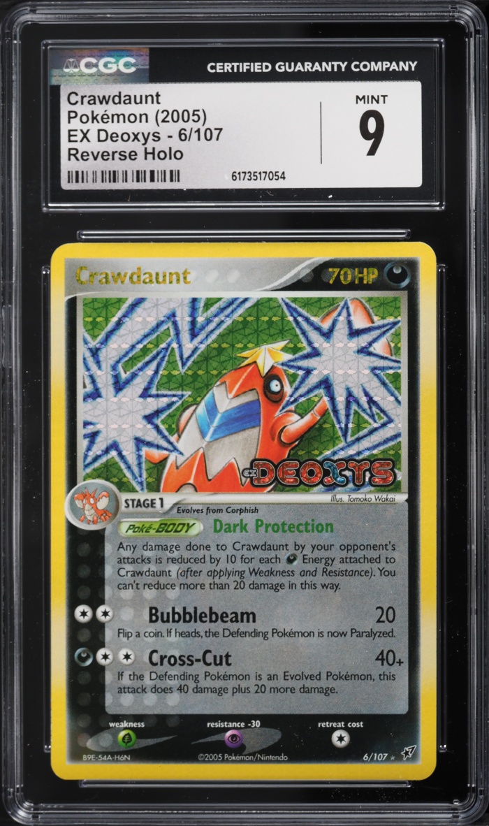 2005 Pokemon EX Deoxys Reverse Holo Crawdaunt #6 CGC 9 MINT