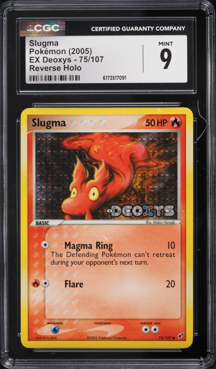 2005 Pokemon EX Deoxys Reverse Holo Slugma #75 CGC 9 MINT