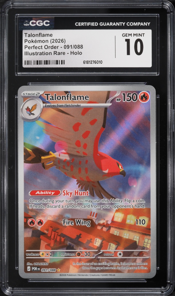 2026 Pokemon Mega Evolution Perfect Order IR Talonflame #91 CGC 10 GEM MINT