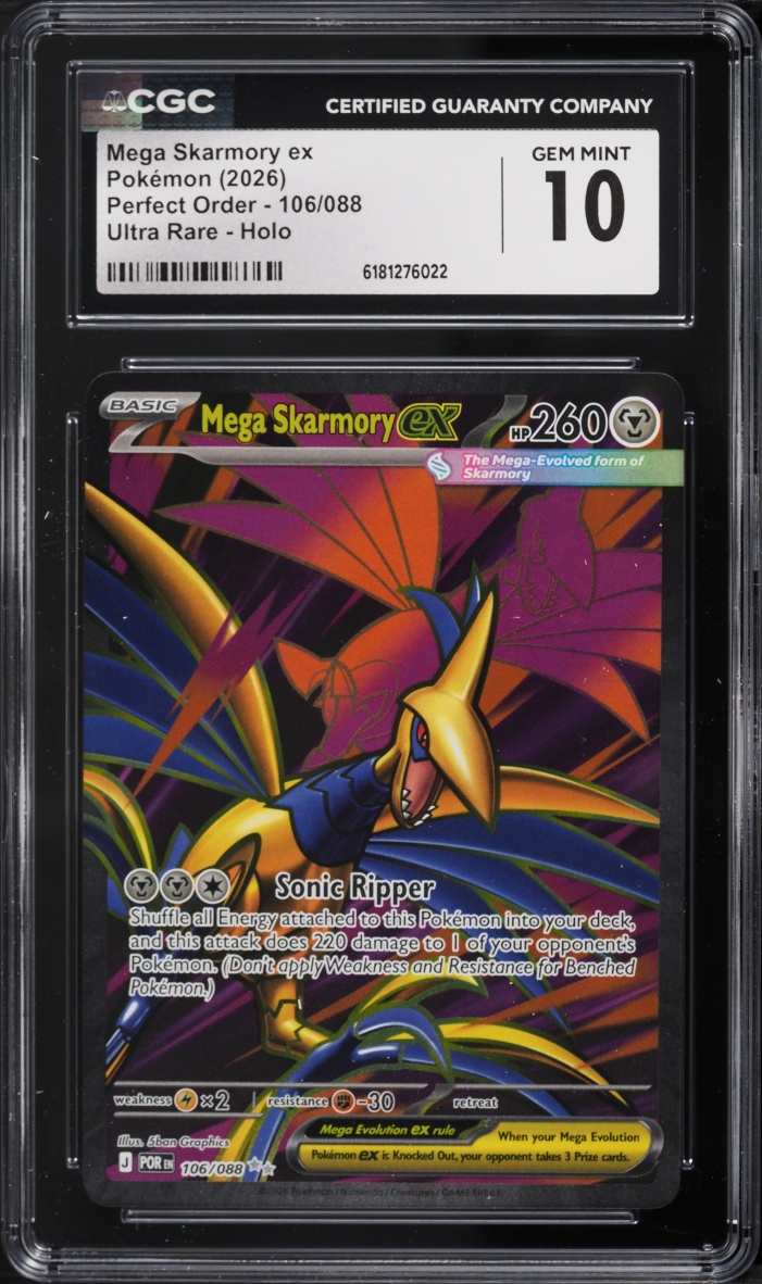 2026 Pokemon Mega Evolution Perfect Order Full Art Mega Skarmory EX #106 CGC 10 GEM MINT