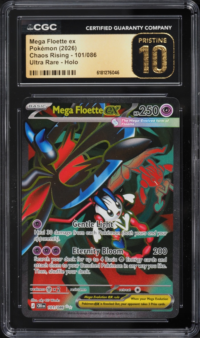 2026 Pokemon Mega Evolution Chaos Rising Full Art Mega Floette Ex #101 CGC 10 PRISTINE