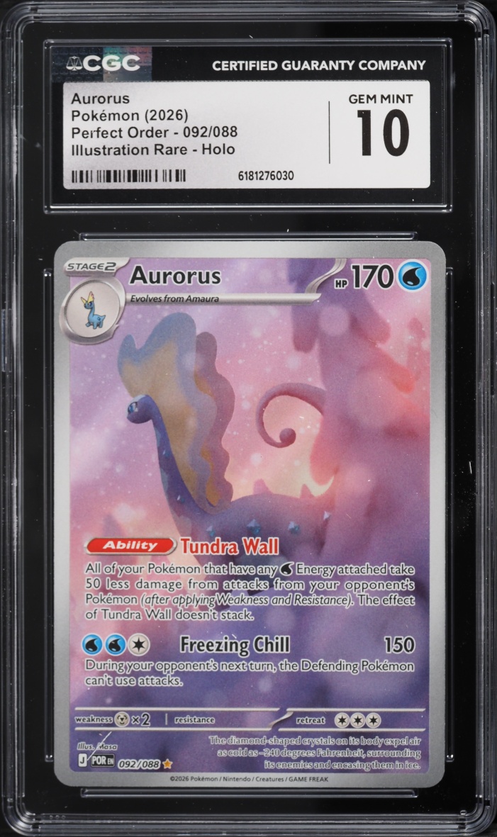 2026 Pokemon Mega Evolution Perfect Order IR Aurorus #92 CGC 10 GEM MINT