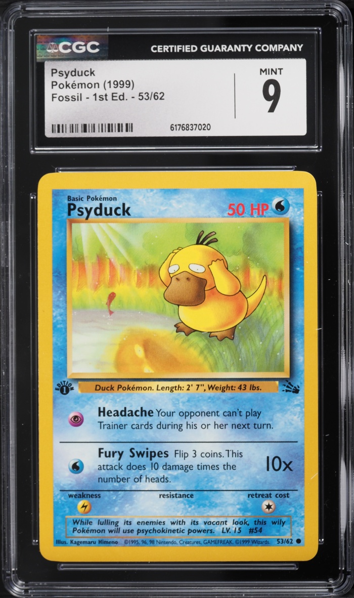 1999 Pokemon Fossil 1st Edition Psyduck #53 CGC 9 MINT