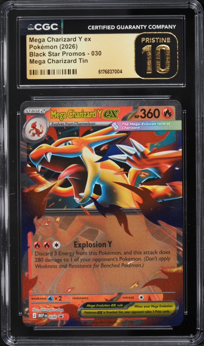 2026 Pokemon Mega Evolution Black Star Promo Tin Mega Charizard Y Ex #30 CGC 10 PRISTINE
