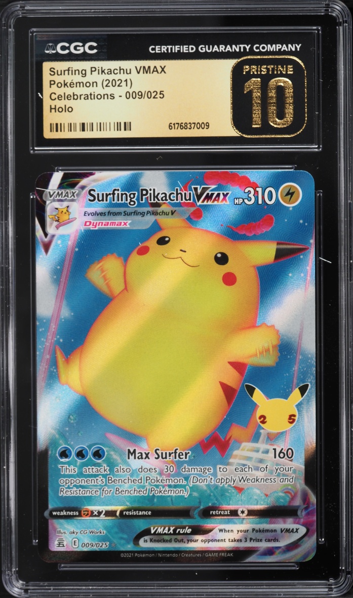 2021 Pokemon Sword & Shield Celebrations Full Art Surfing Pikachu VMAX #9 CGC 10 PRISTINE