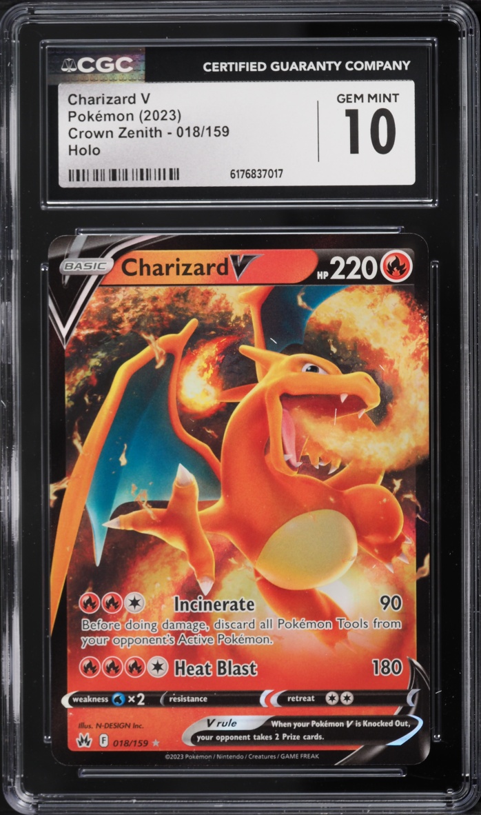 2023 Pokemon Sword & Shield Crown Zenith Holo Charizard V #18 CGC 10 GEM MINT