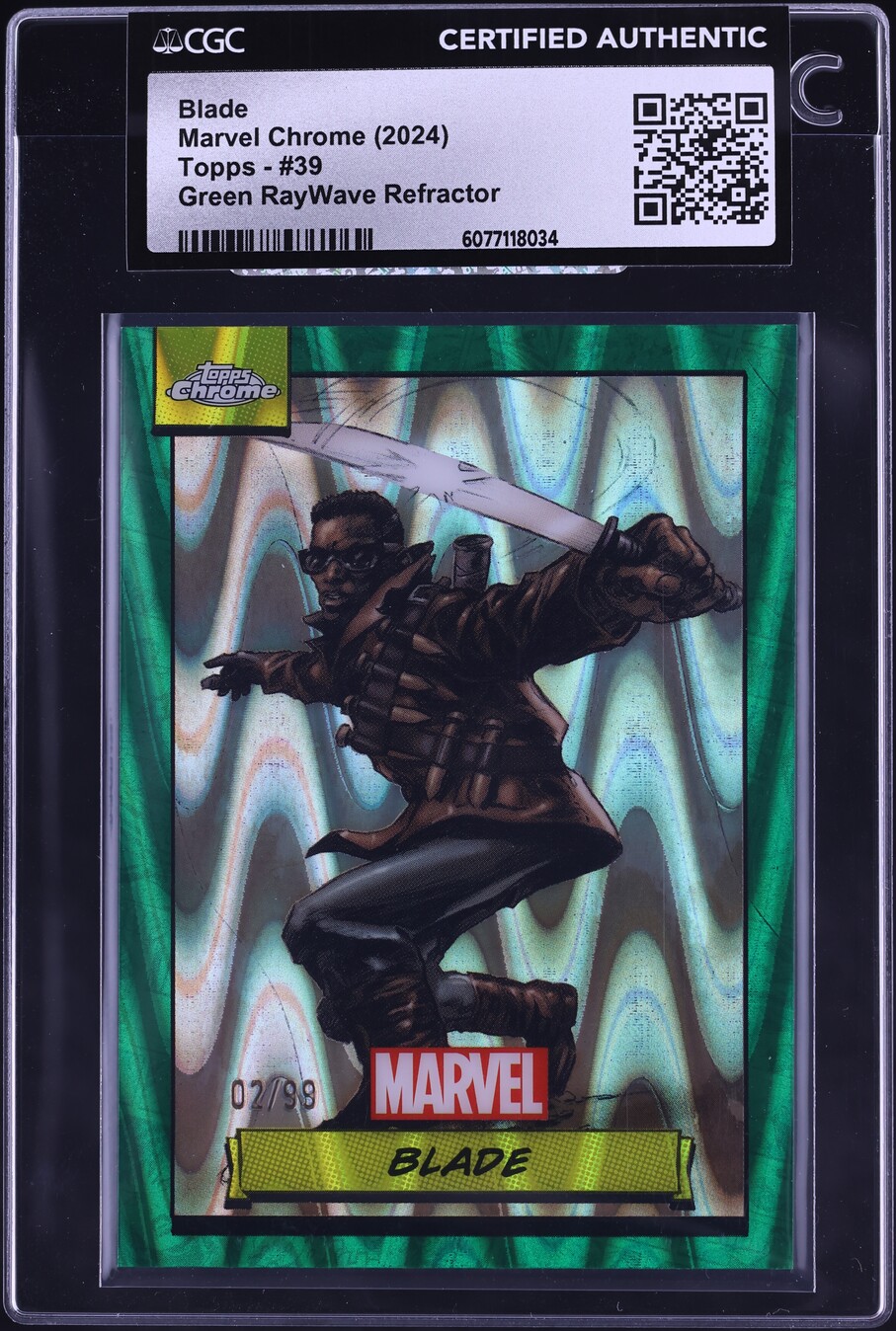 2024 Topps Chrome Marvel Green RayWave Refractor Blade /99 #39 CGC AUTH ...